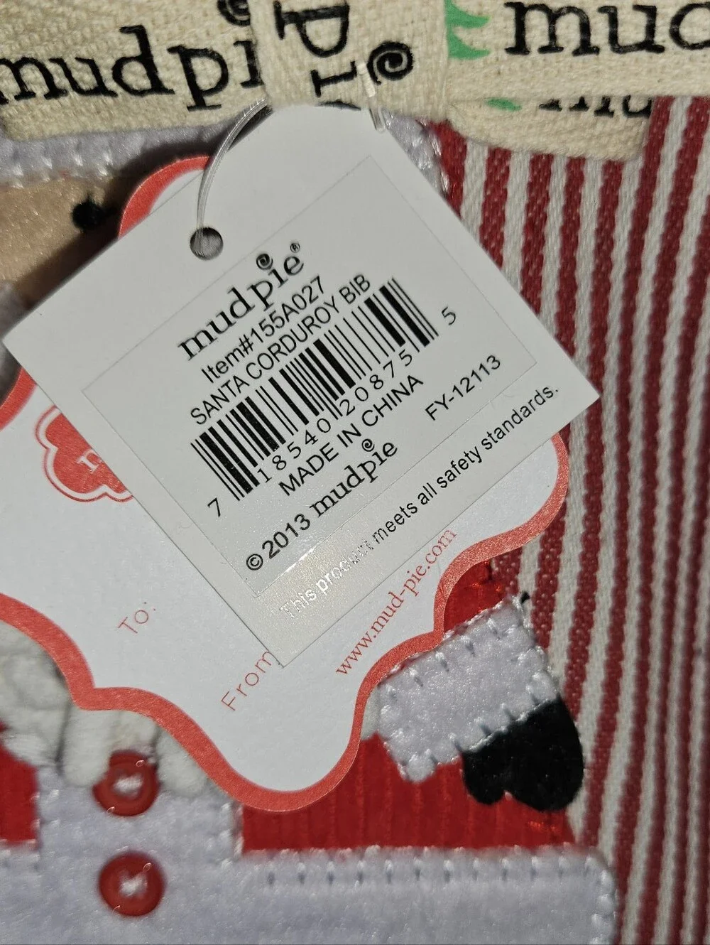 Mud Pie Santa Corduroy Bib